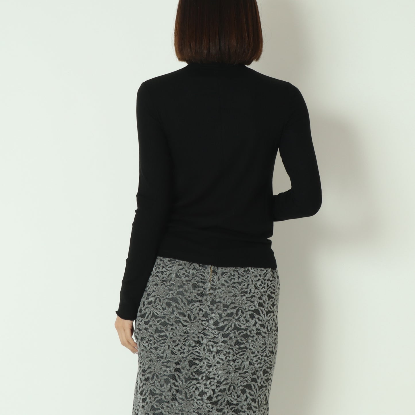 カシミアシルクソフトタッチタートルリブニット  80256500