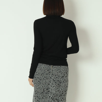 カシミアシルクソフトタッチタートルリブニット  80256500