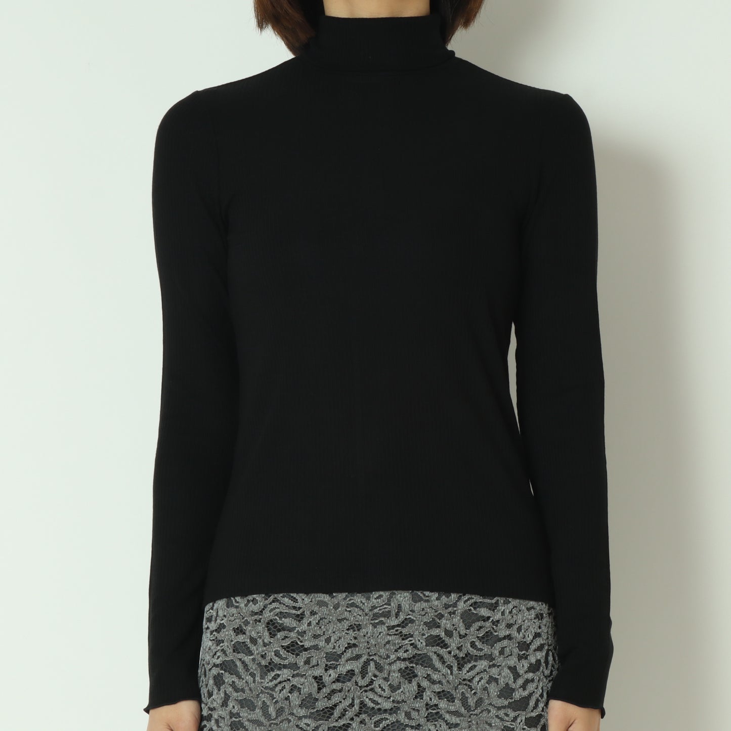 カシミアシルクソフトタッチタートルリブニット  80256500