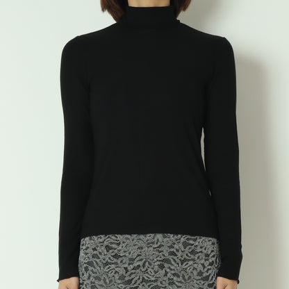 カシミアシルクソフトタッチタートルリブニット  80256500