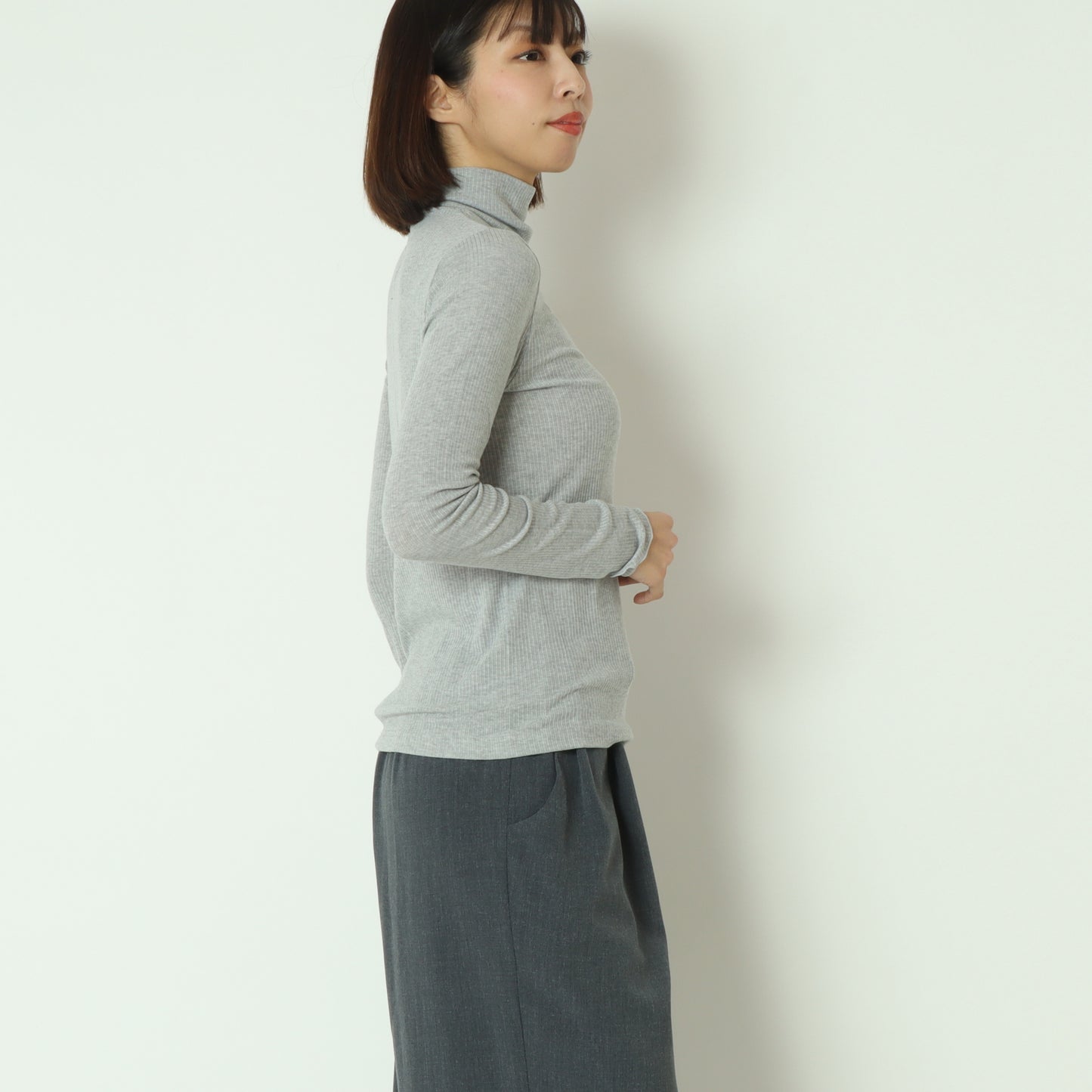 カシミアシルクソフトタッチタートルリブニット  80256500