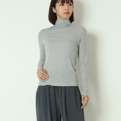 カシミアシルクソフトタッチタートルリブニット  80256500