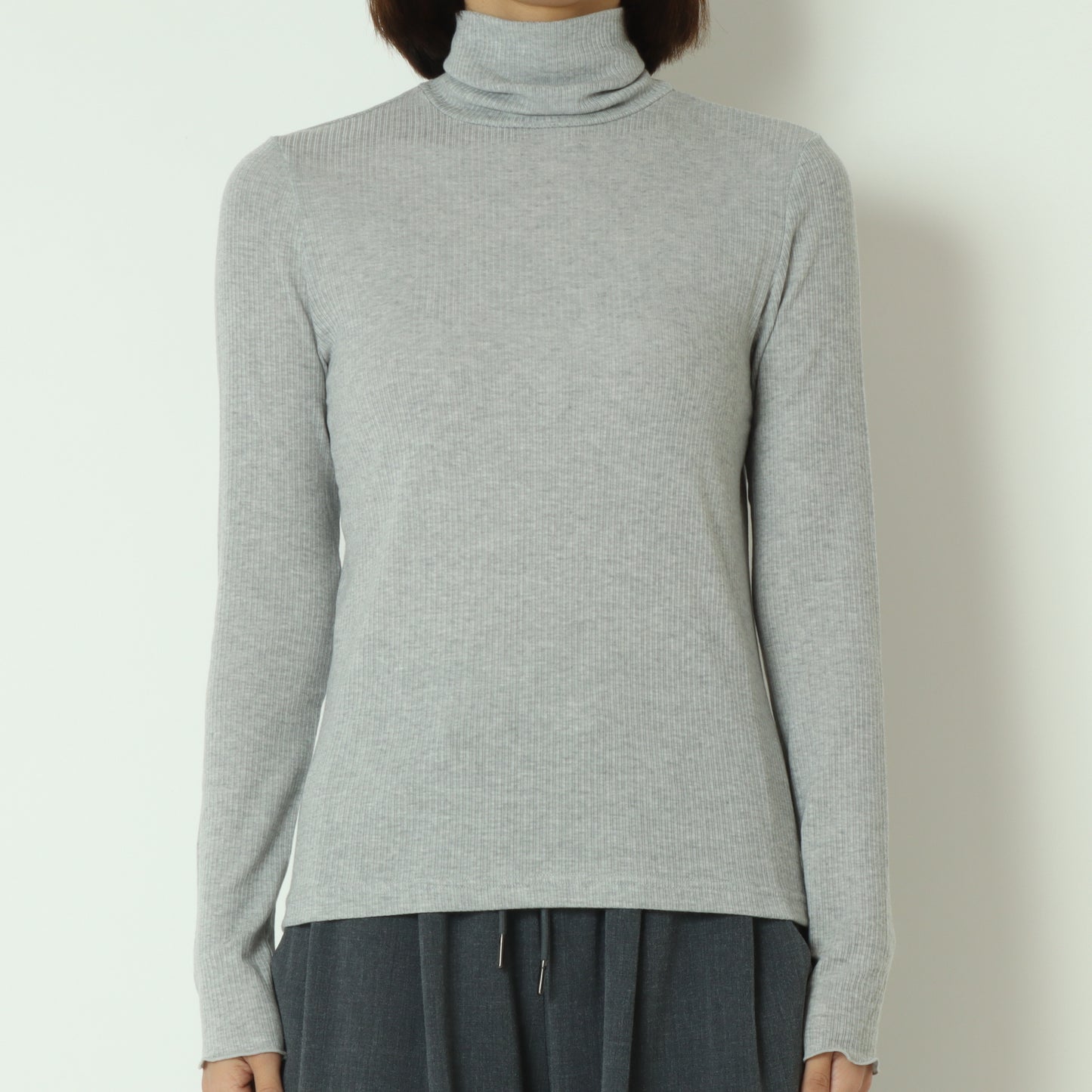 カシミアシルクソフトタッチタートルリブニット  80256500