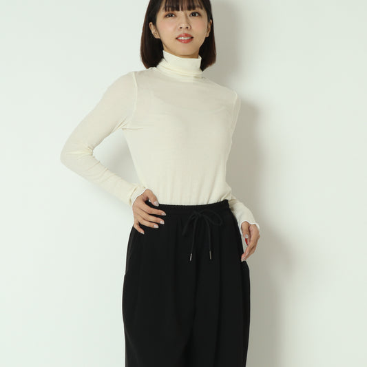 カシミアシルクソフトタッチタートルリブニット  80256500