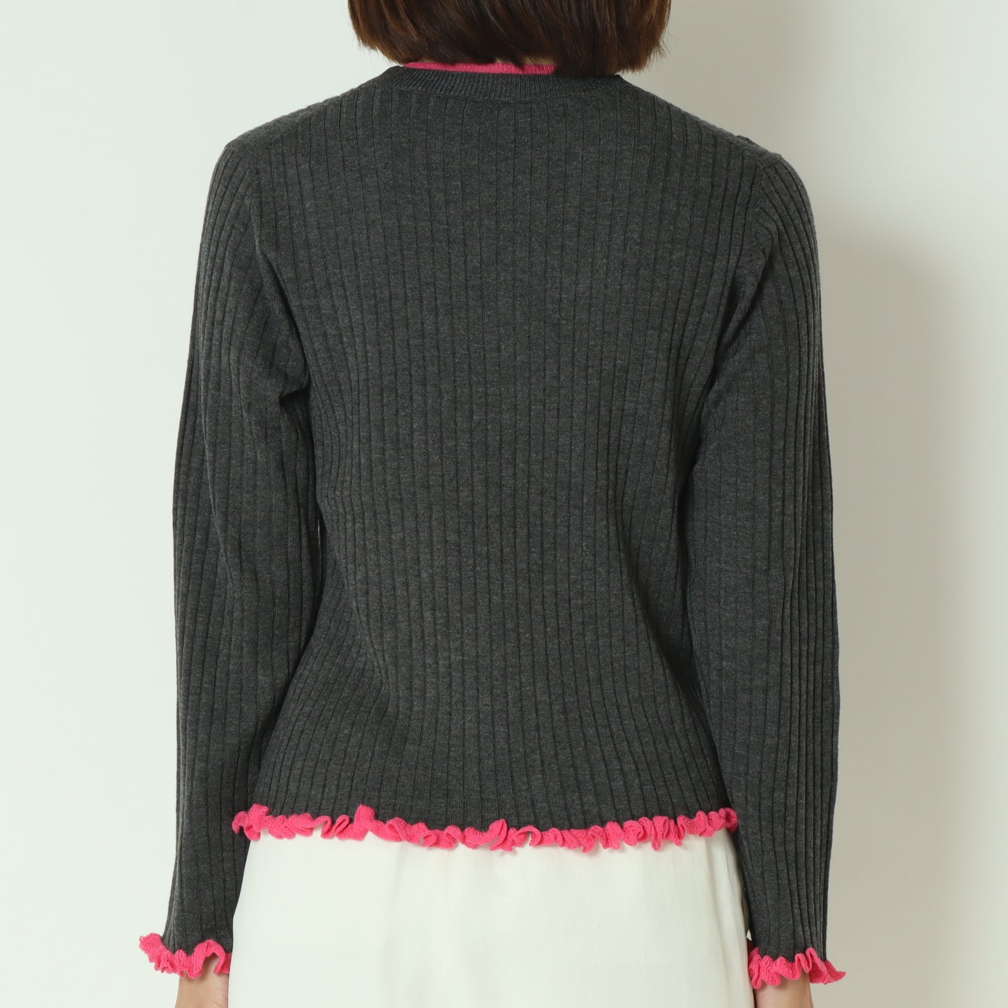 フリルクルーネックリブニット 80256532