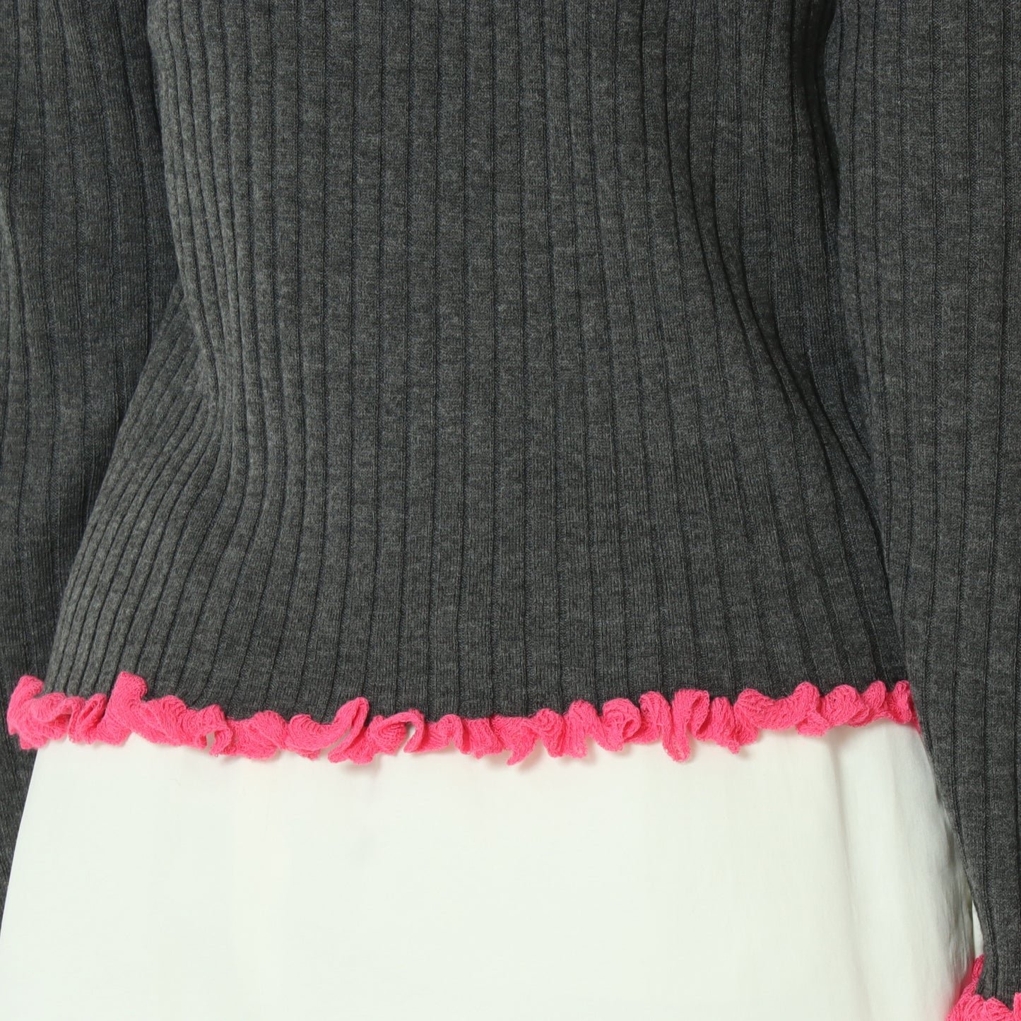 フリルクルーネックリブニット 80256532