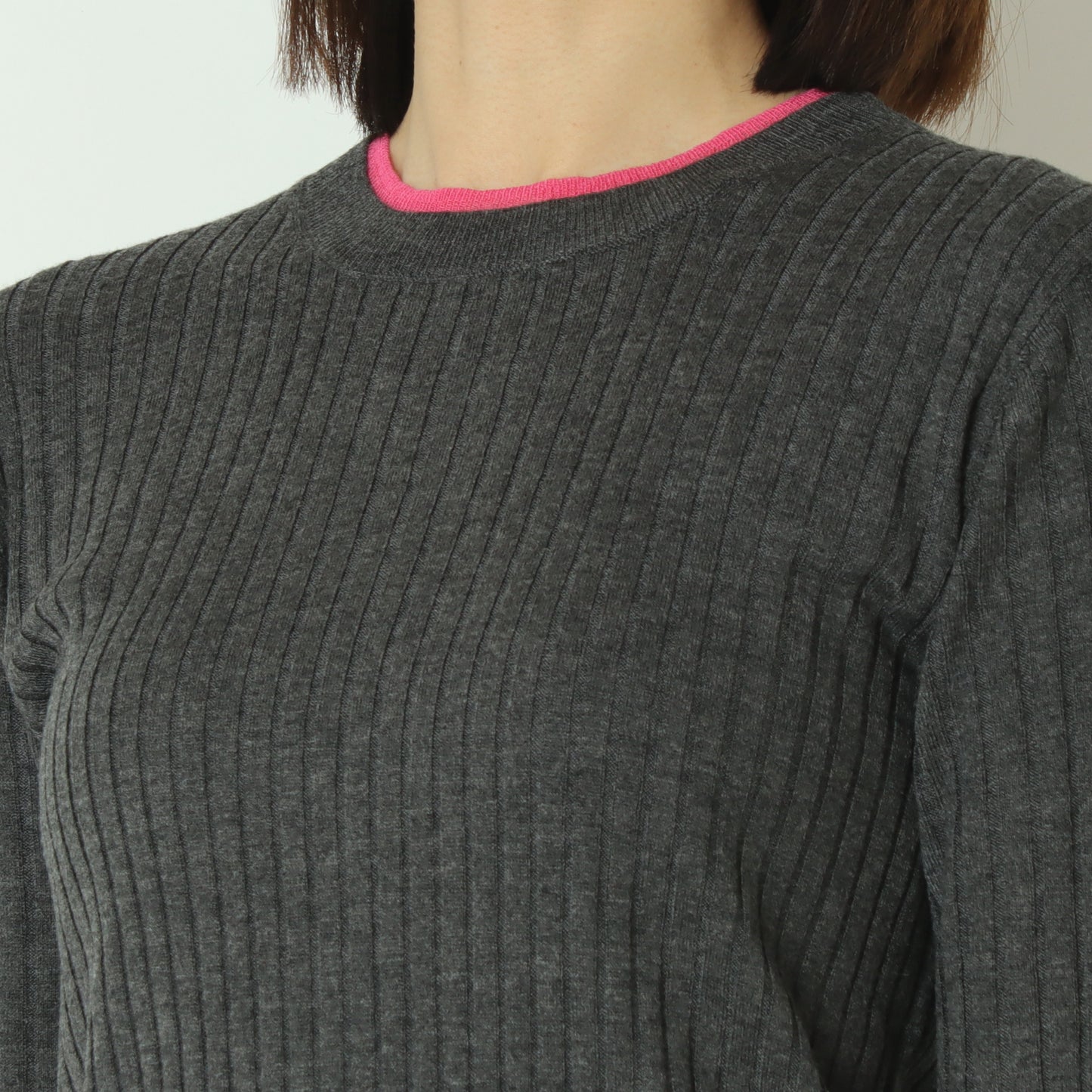 フリルクルーネックリブニット 80256532