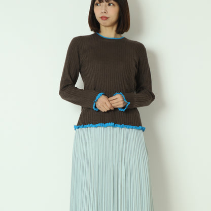 フリルクルーネックリブニット 80256532