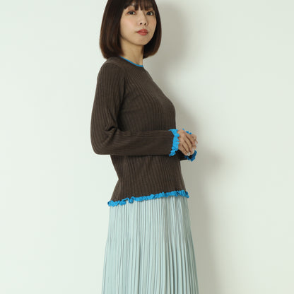 フリルクルーネックリブニット 80256532