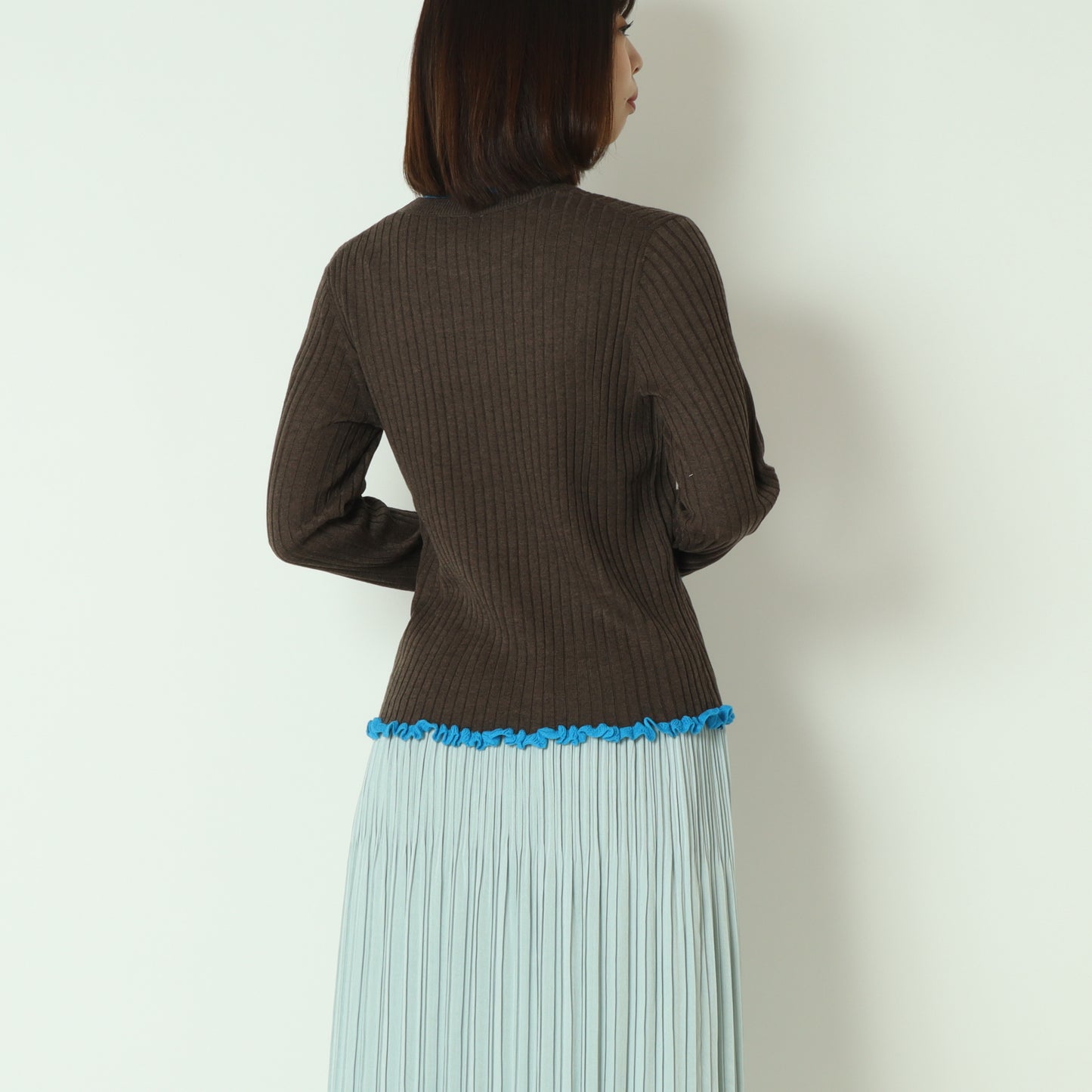 フリルクルーネックリブニット 80256532