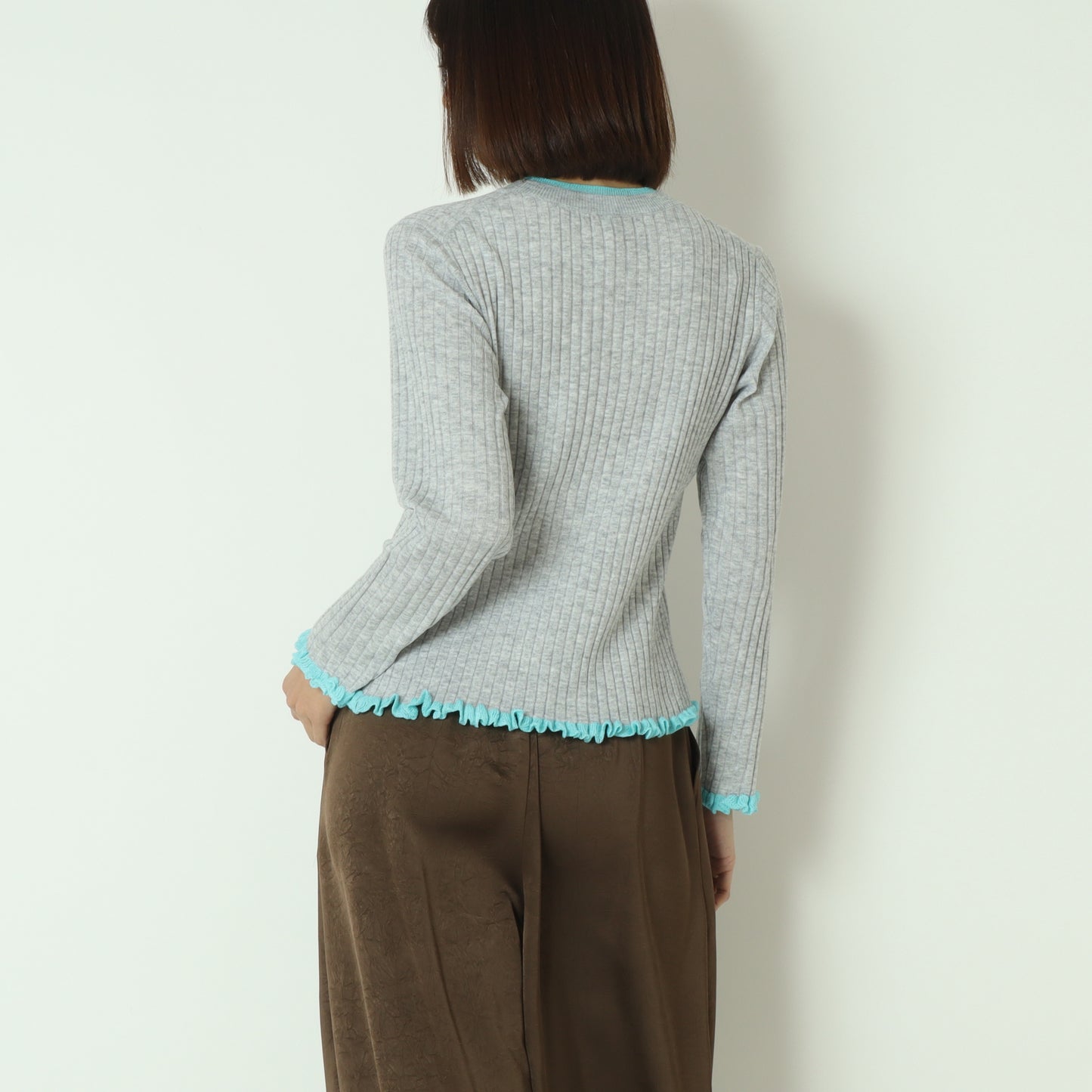 フリルクルーネックリブニット 80256532