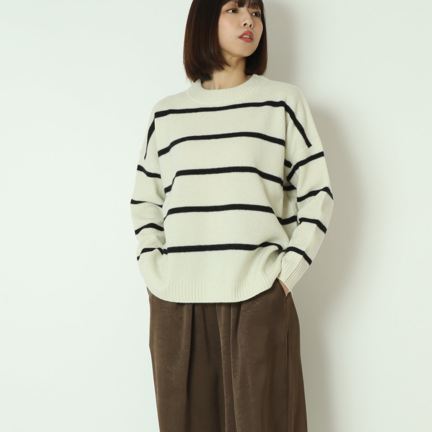 ウォッシャブルウールボーダーニット 80256577