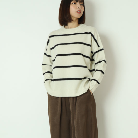 ウォッシャブルウールボーダーニット 80256577