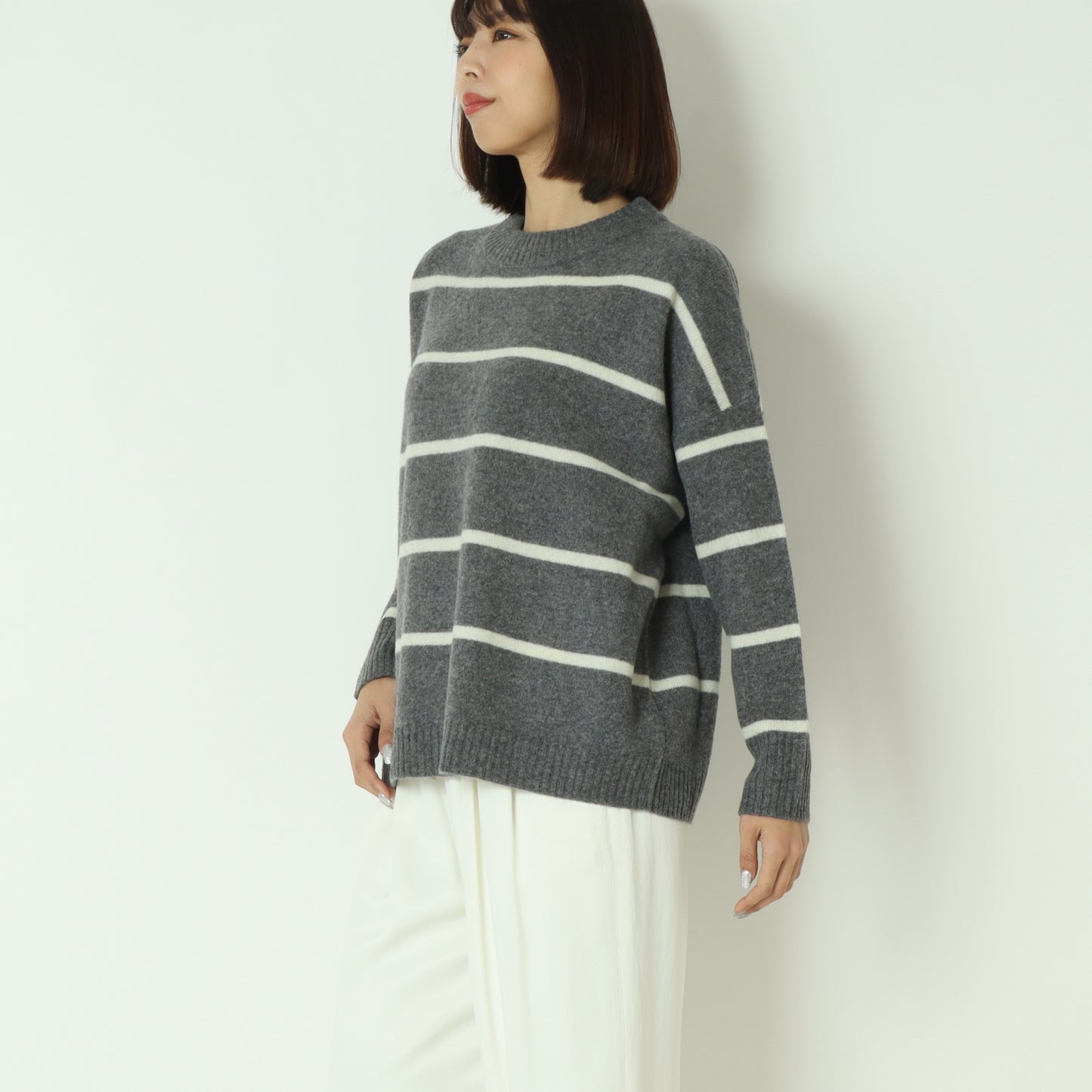 ウォッシャブルウールボーダーニット 80256577