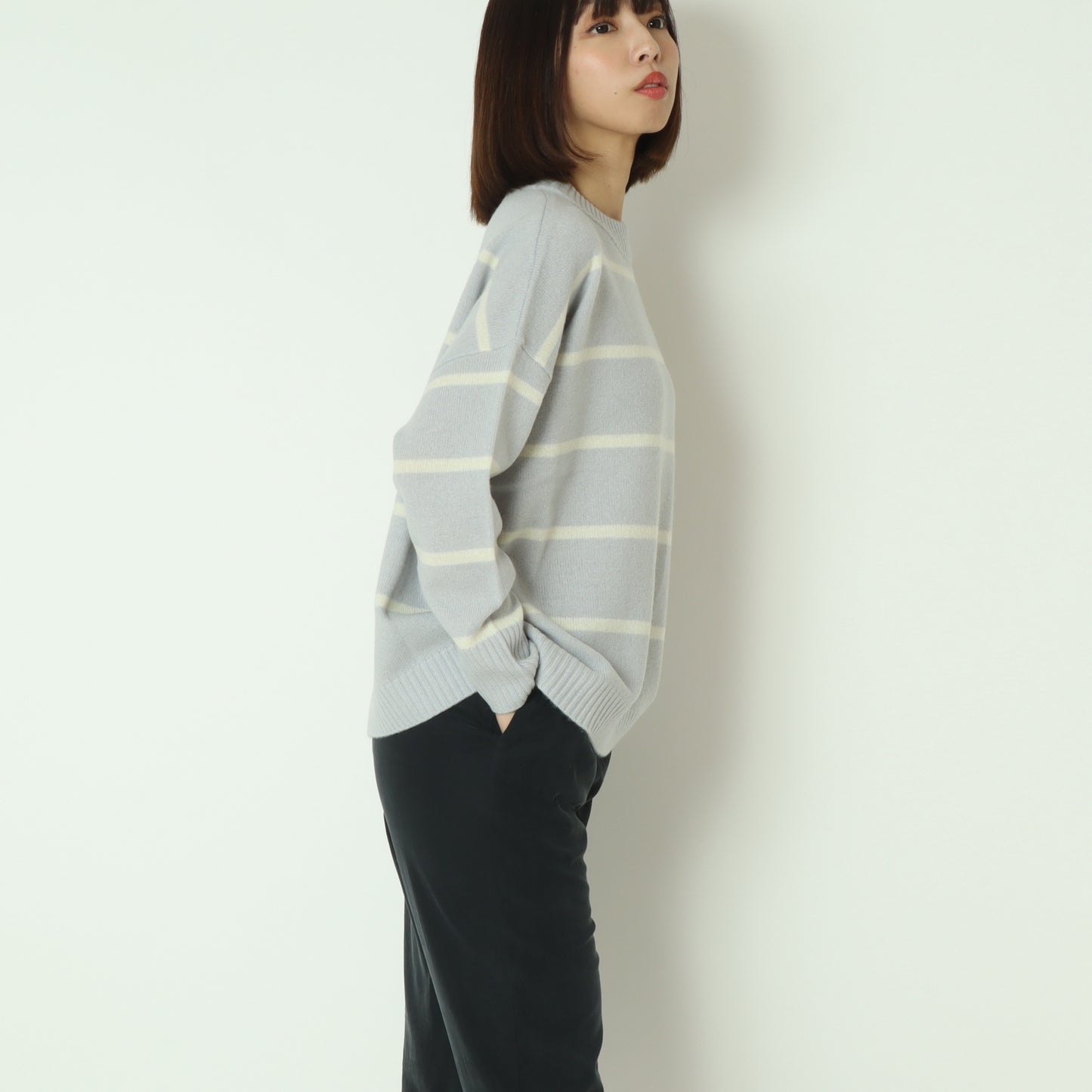 ウォッシャブルウールボーダーニット 80256577