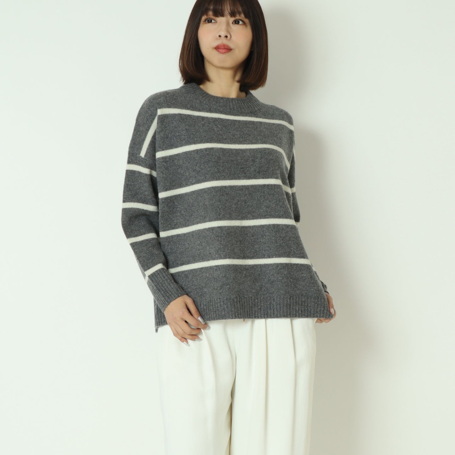 ウォッシャブルウールボーダーニット 80256577