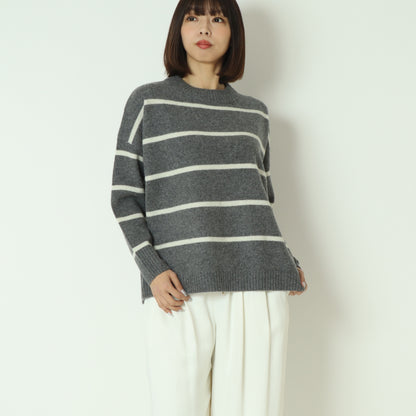 ウォッシャブルウールボーダーニット 80256577