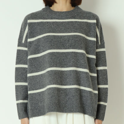 ウォッシャブルウールボーダーニット 80256577