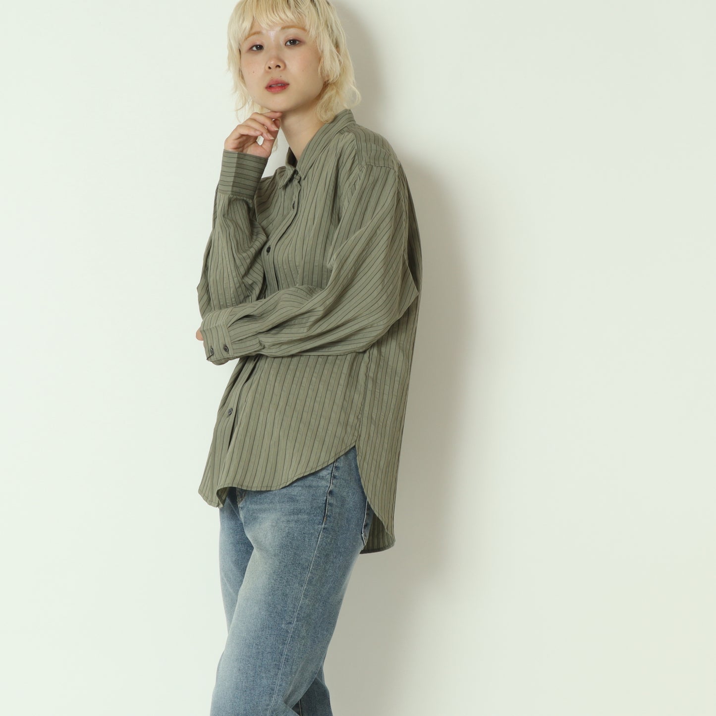 ドビーストライプシャツ  8921030