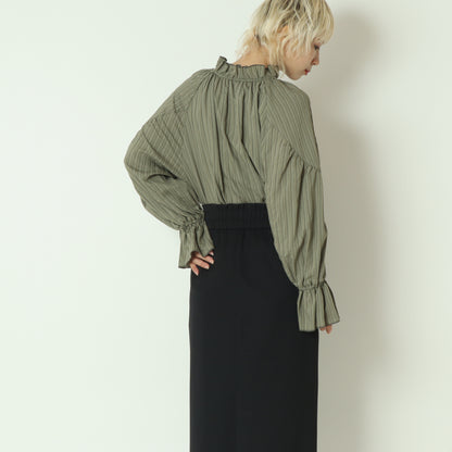 ドビーストライプフリルブラウス  8921031