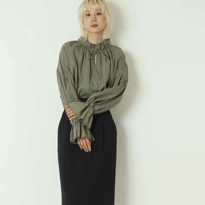 ドビーストライプフリルブラウス  8921031