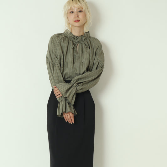 ドビーストライプフリルブラウス  8921031