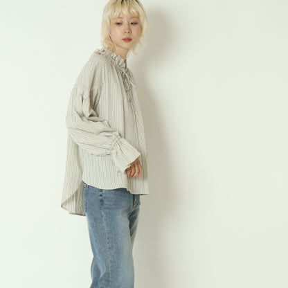 ドビーストライプフリルブラウス  8921031