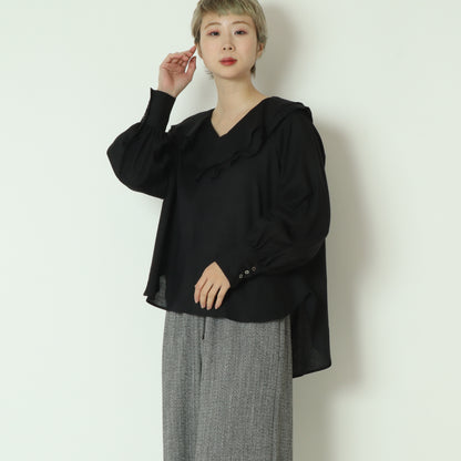 フリルネックシアーブラウス  897476