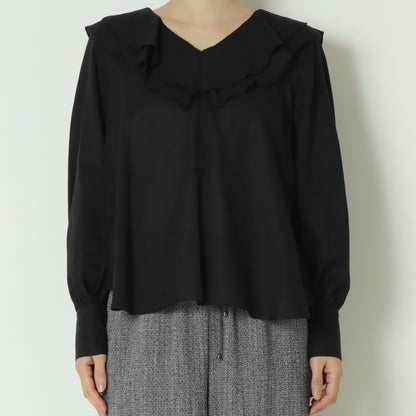 フリルネックシアーブラウス  897476