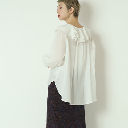 フリルネックシアーブラウス  897476