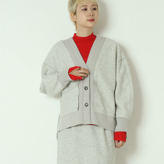 ニット切替メルトンVネックカーディガン　8868375