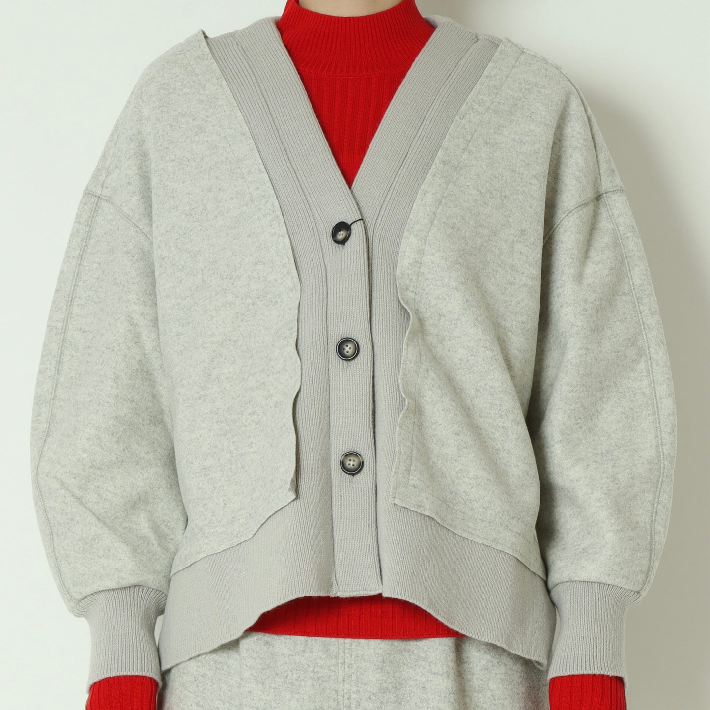ニット切替メルトンVネックカーディガン　8868375
