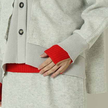 ニット切替メルトンVネックカーディガン　8868375