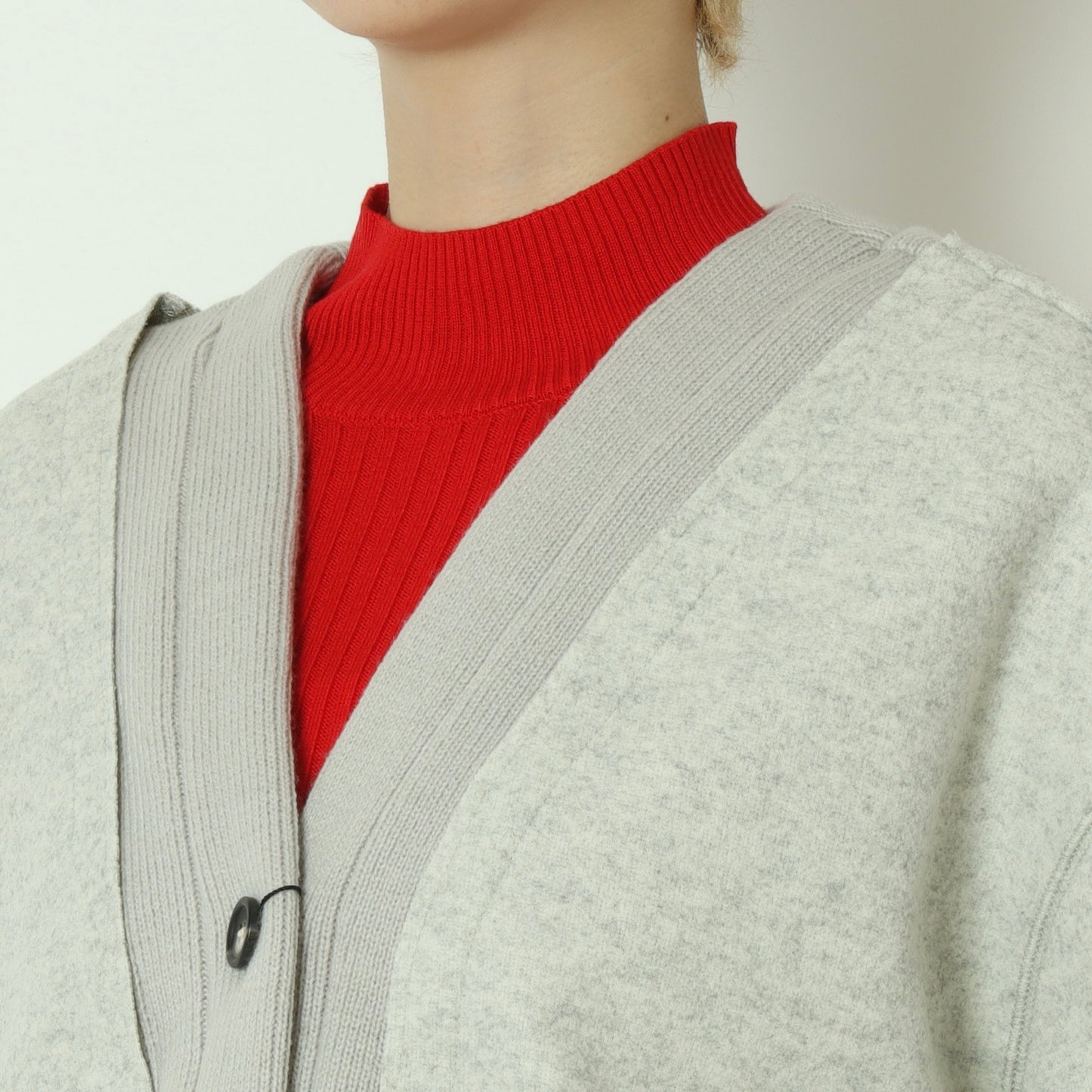 ニット切替メルトンVネックカーディガン　8868375