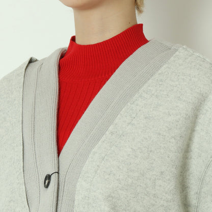 ニット切替メルトンVネックカーディガン　8868375