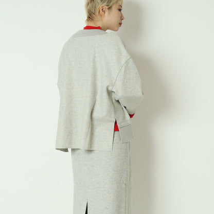 ニット切替メルトンVネックカーディガン　8868375