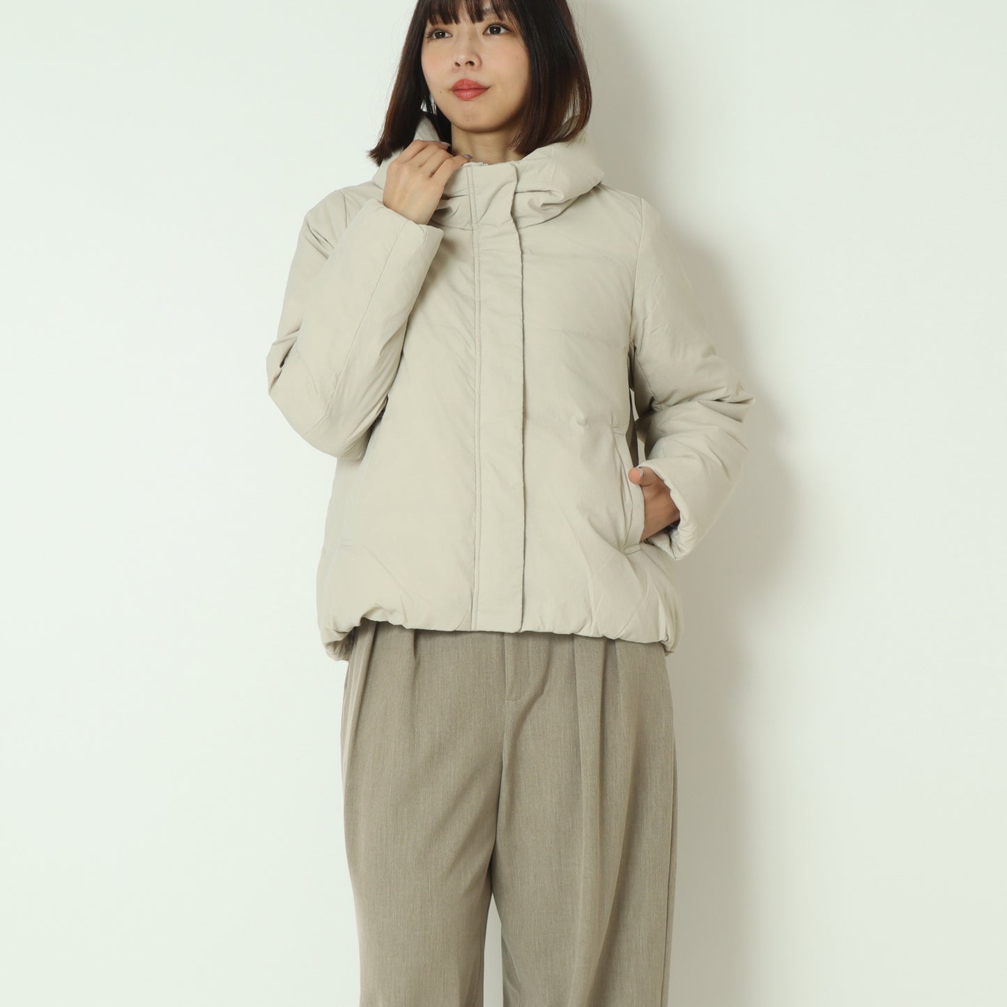 マイクロタフタパフカラーダウンハーフコート 8559211