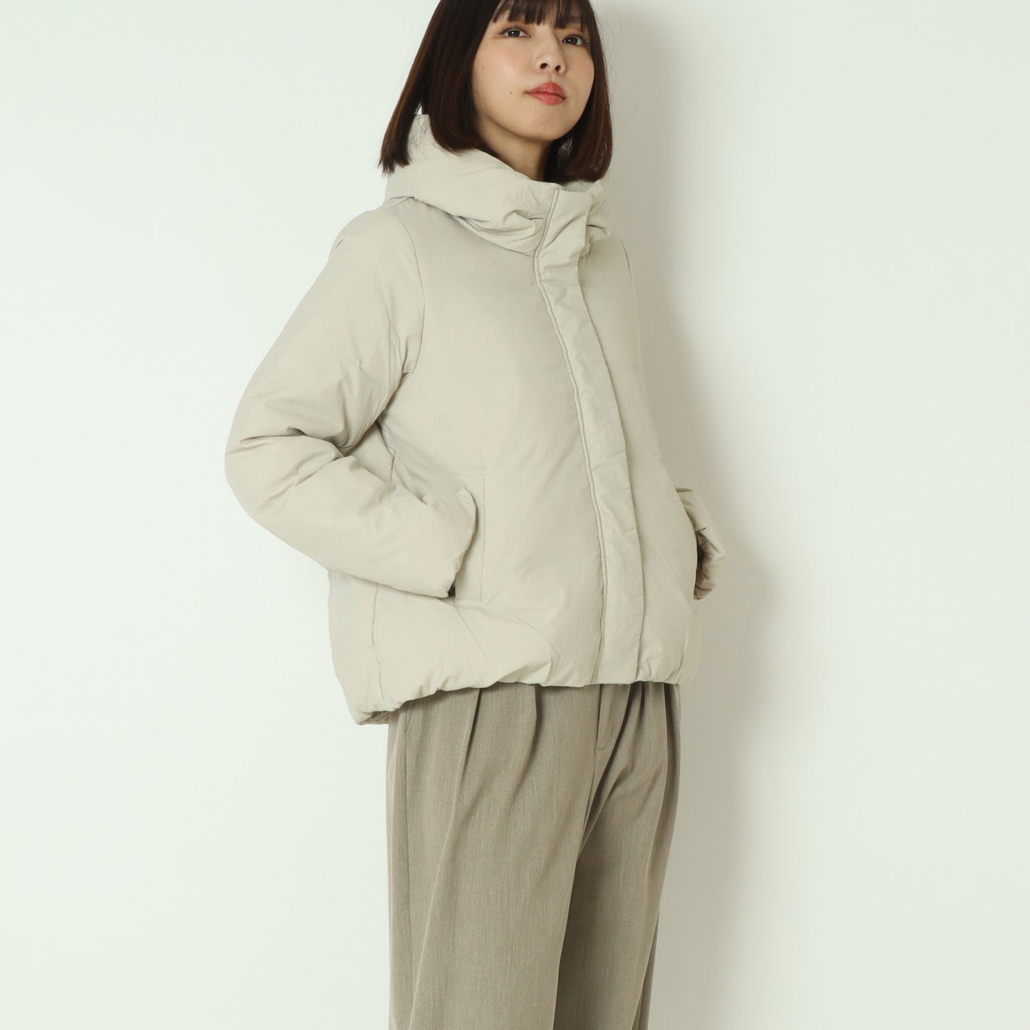 マイクロタフタパフカラーダウンハーフコート 8559211