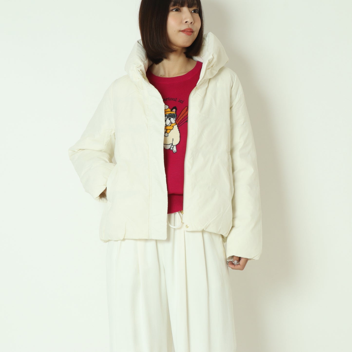 マイクロタフタパフカラーダウンハーフコート 8559211