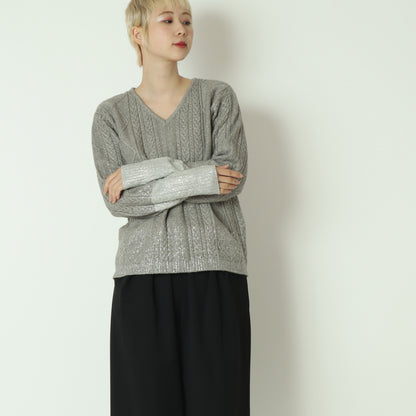 箔コーティングVネックプルオーバー 255CW0474