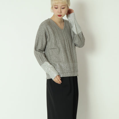 箔コーティングVネックプルオーバー 255CW0474