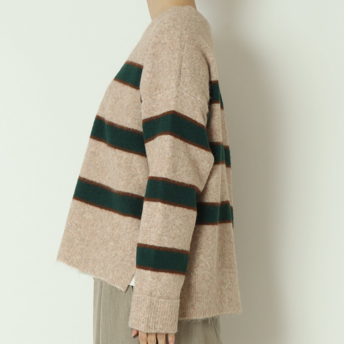 ウール混マルチボーダーニット 255LW0465