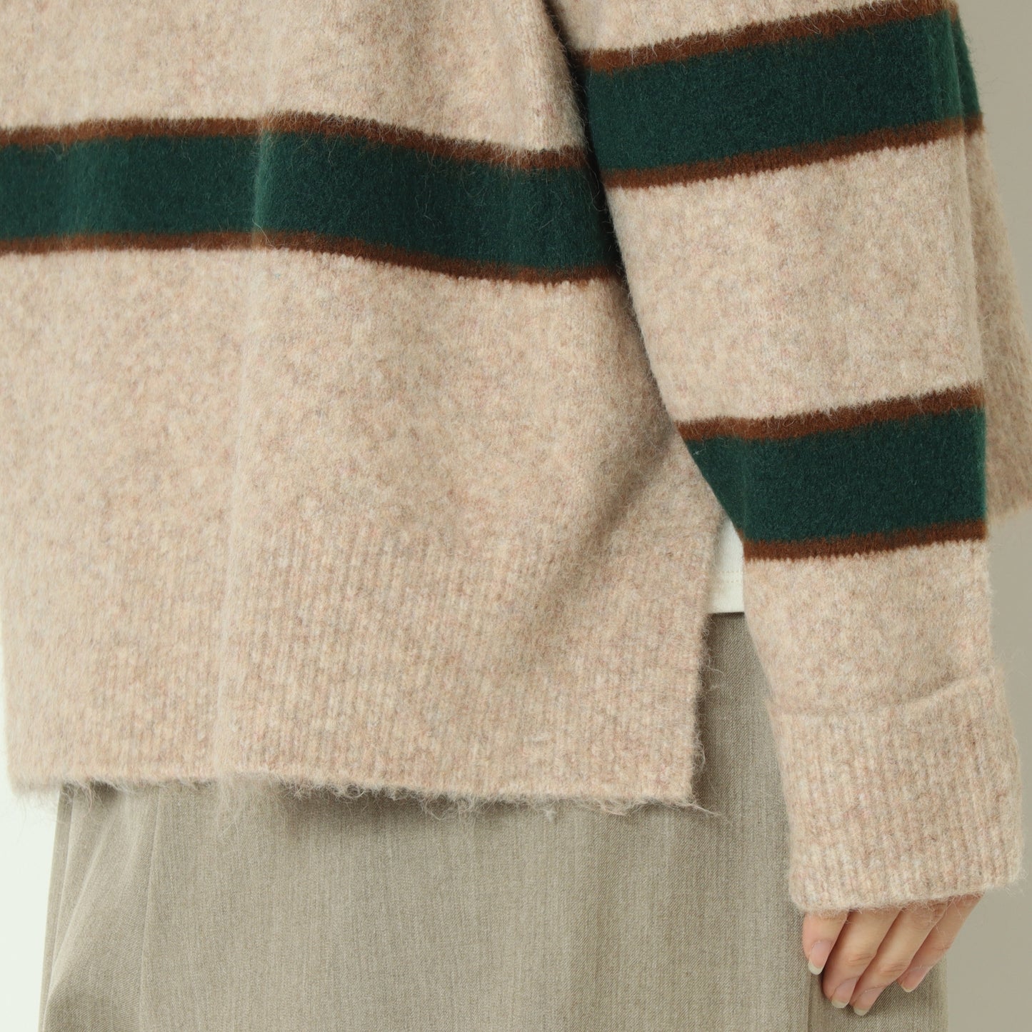 ウール混マルチボーダーニット 255LW0465