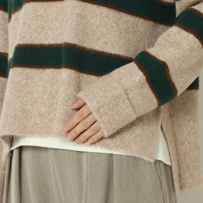 ウール混マルチボーダーニット 255LW0465