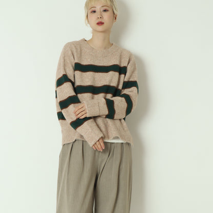 ウール混マルチボーダーニット 255LW0465