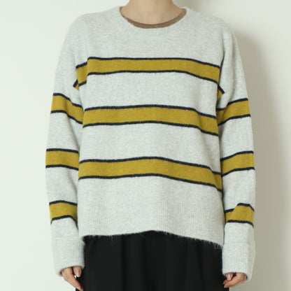 ウール混マルチボーダーニット 255LW0465