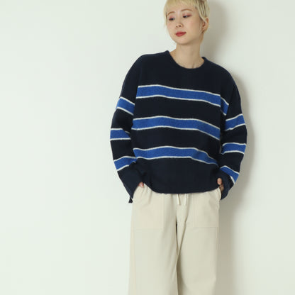 ウール混マルチボーダーニット 255LW0465