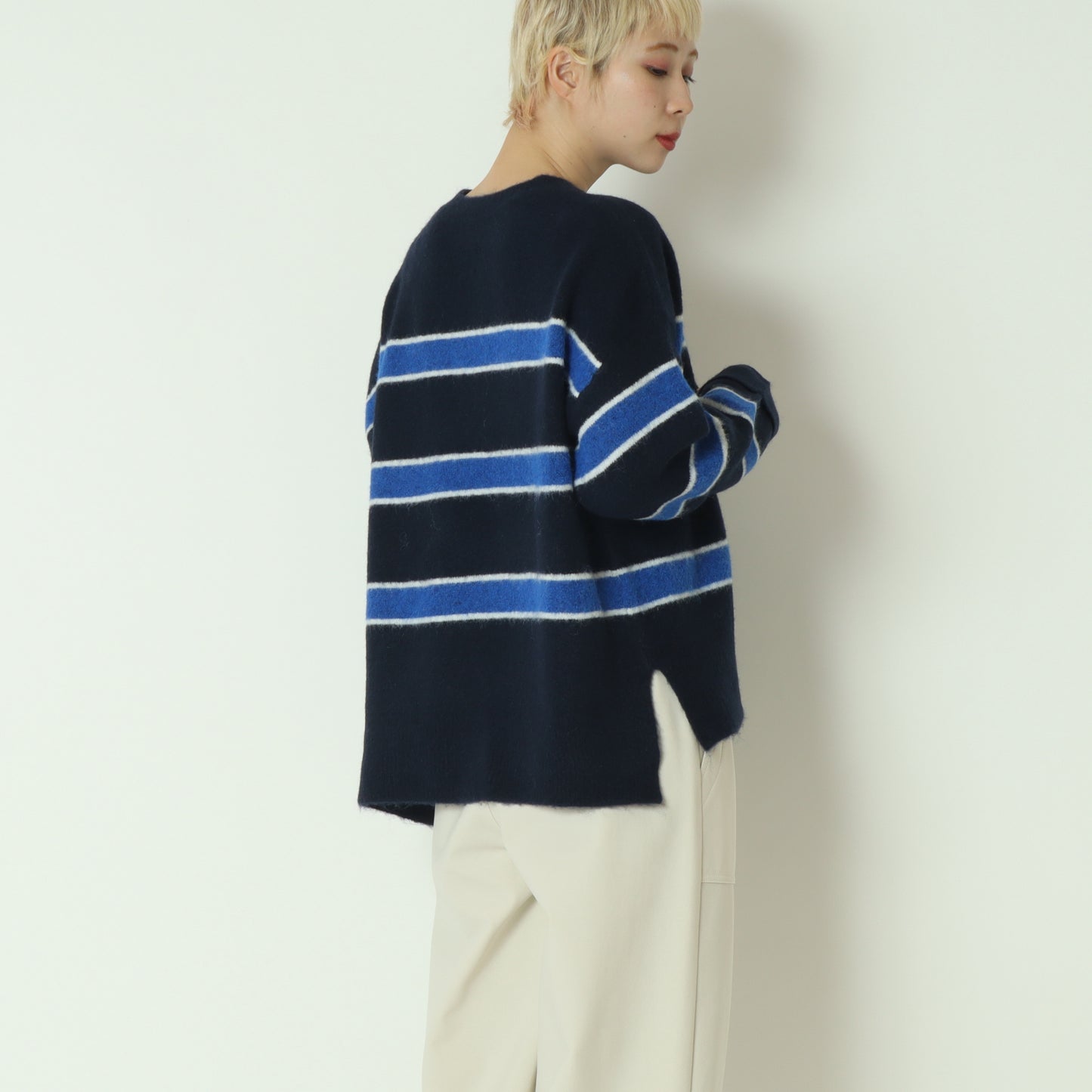 ウール混マルチボーダーニット 255LW0465