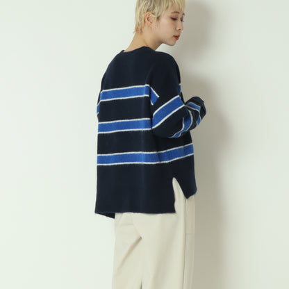 ウール混マルチボーダーニット 255LW0465