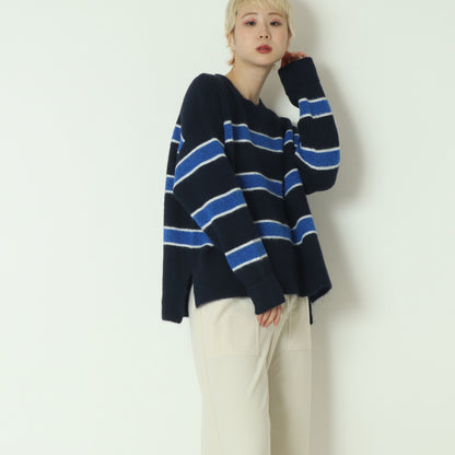 ウール混マルチボーダーニット 255LW0465